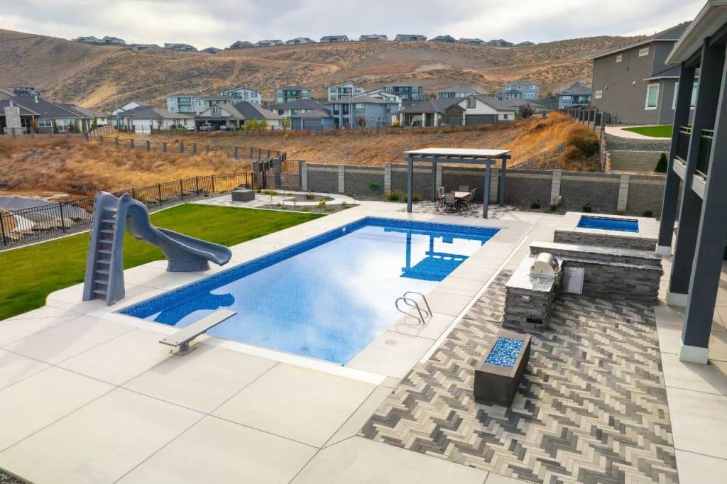 landscaping construction with pool